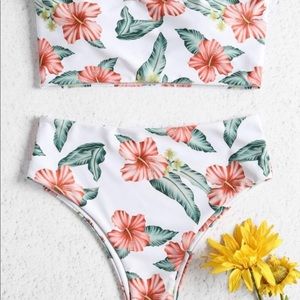 White Floral Swim Set